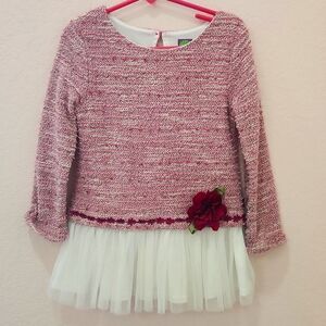 Dollies & me tweed with tulle and flower detail, girls size 5 dress